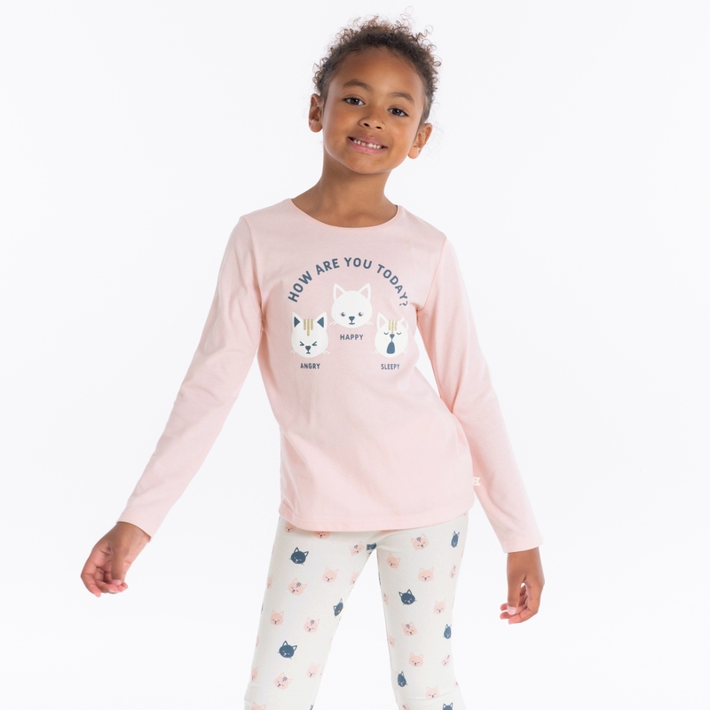 Pyjama 2 pièces en jersey rose fille