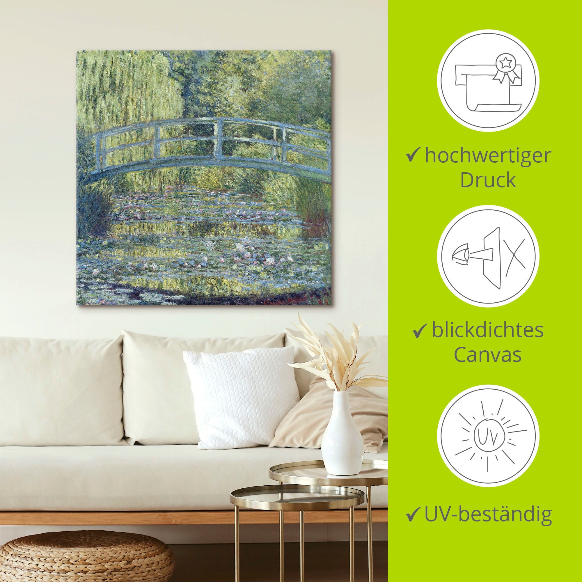 Artland Leinwandbild »Der Seerosenteich, Harmonie in Grün« Gartenbilder 1 Stk. tlg. auf Keilrahmen gespannt