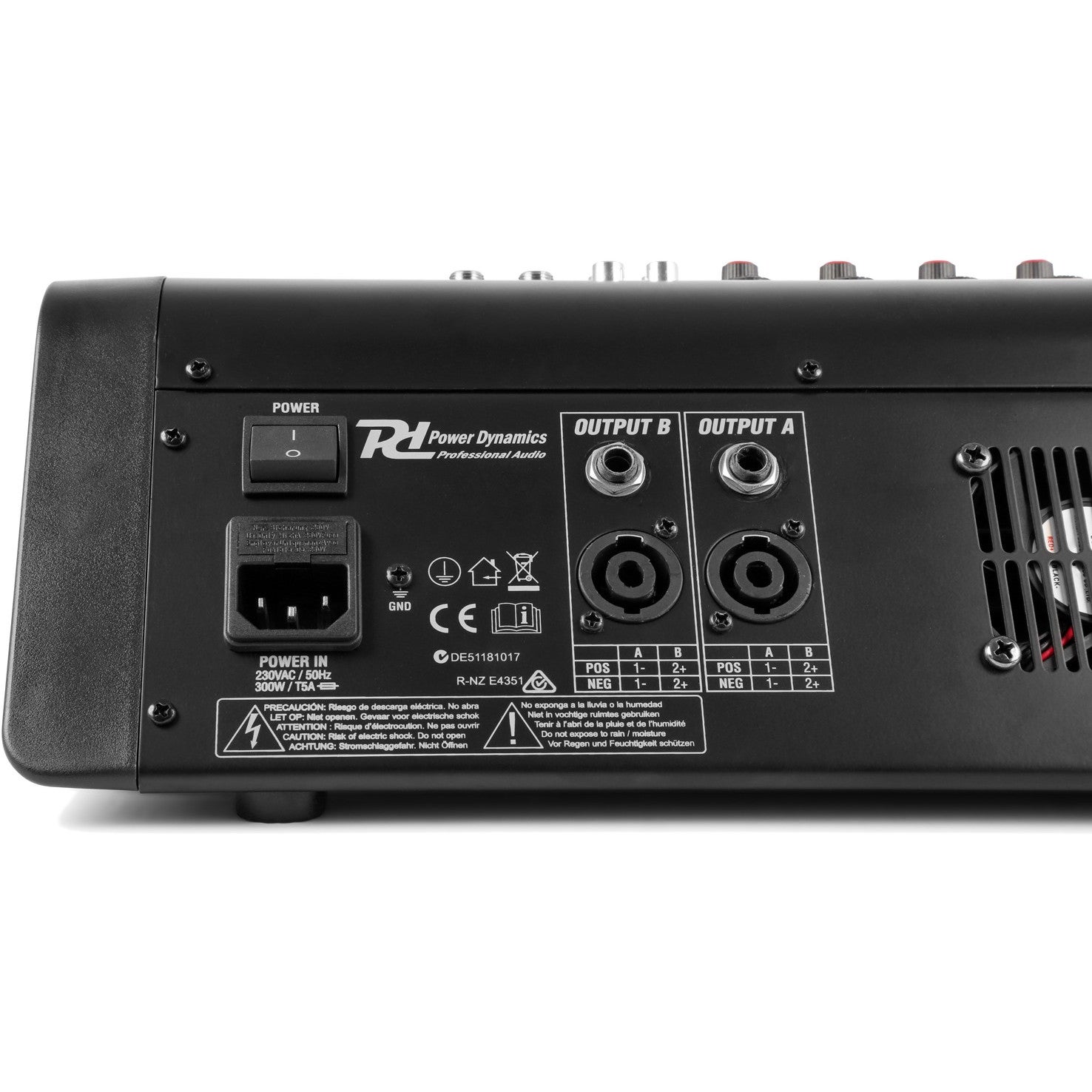 Power Dynamics PDM-M404A 4-kanaals mixer met ingebouwde versterker