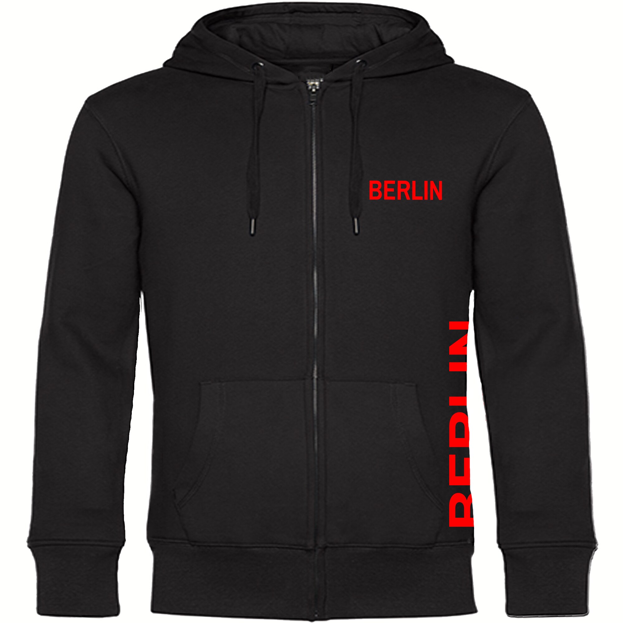 multifanshop® Kapuzen Sweatshirt Jacke - Berlin rot - Brust & Seite - Druck rot
