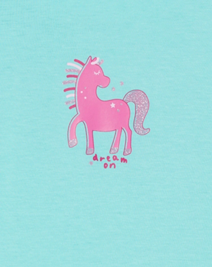 Schlafanzug lang PINK HORSE in türkis