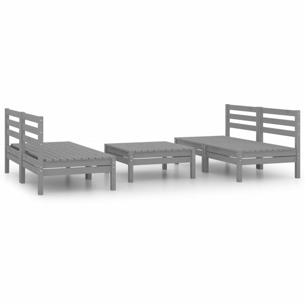 Salon de jardin meuble d'extérieur ensemble de mobilier 5 pièces gris bois de pin massif
