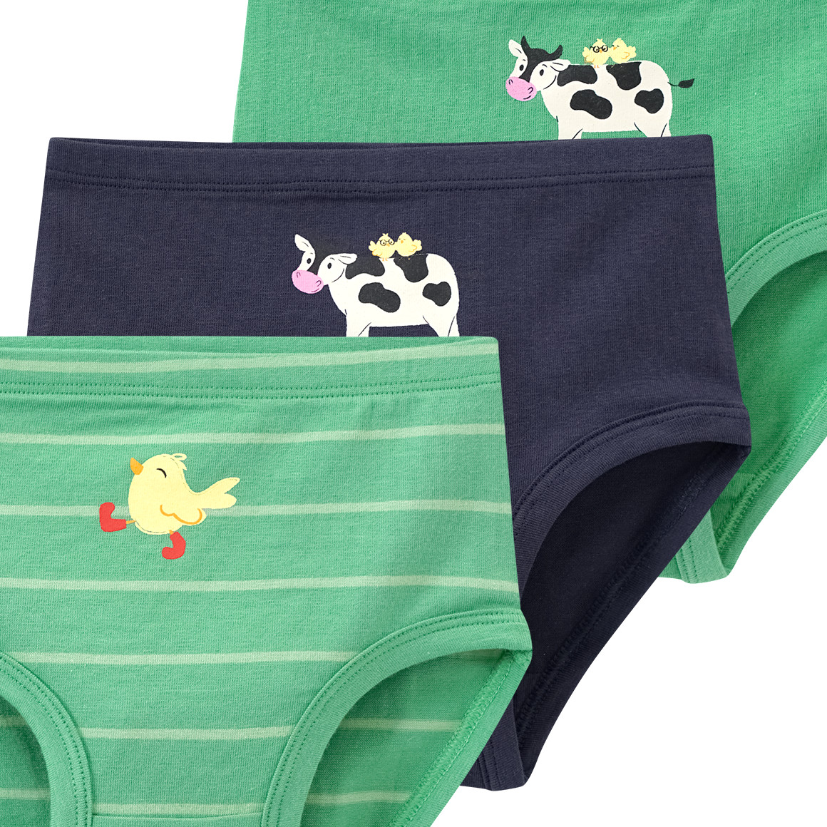 Topomini 3 Baby Slips mit Tier-Motiven grün / dunkelblau