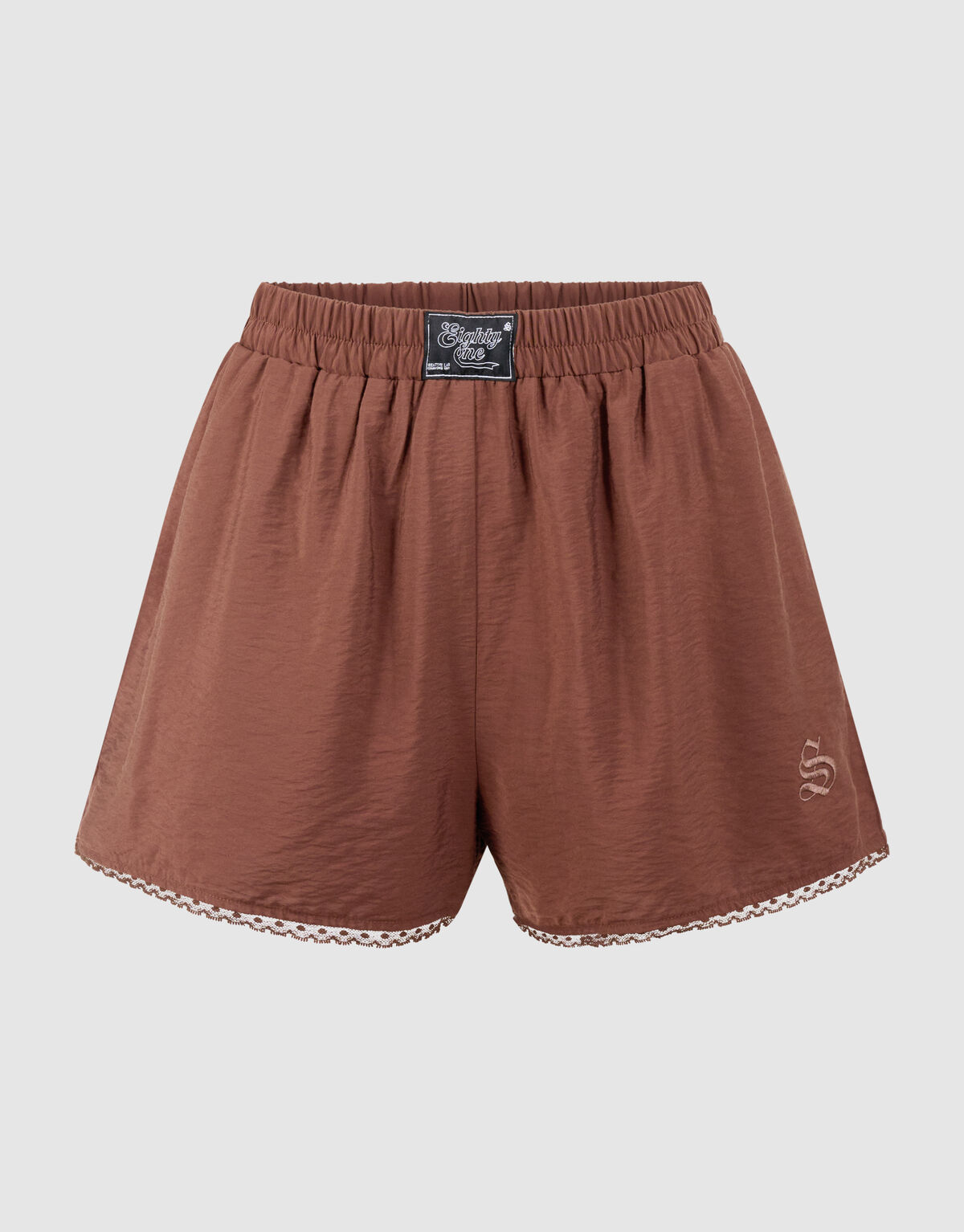 Kanten Label Short Bruin