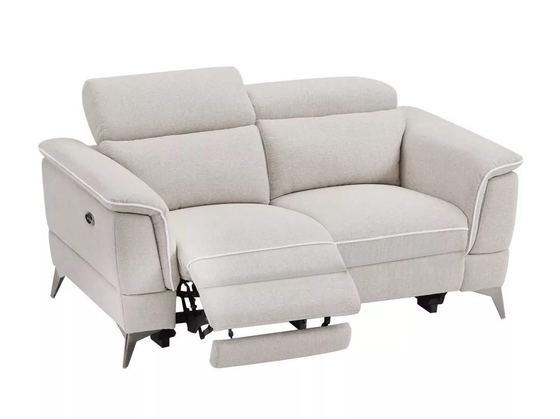 Canapé 2 places relax électrique en tissu beige MACARI