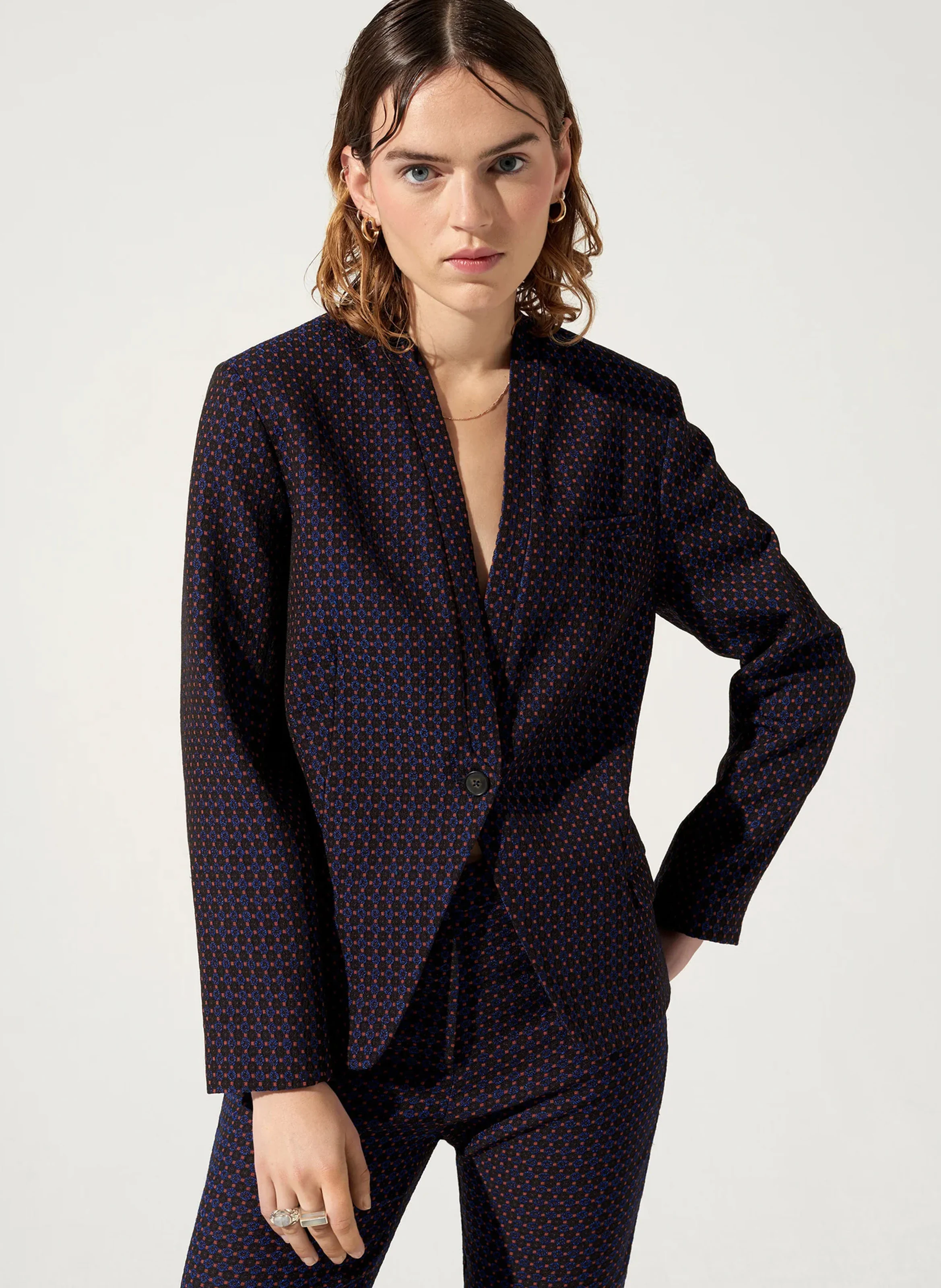 DJANGO - Veste tailleur ajustée jacquard| Noir
