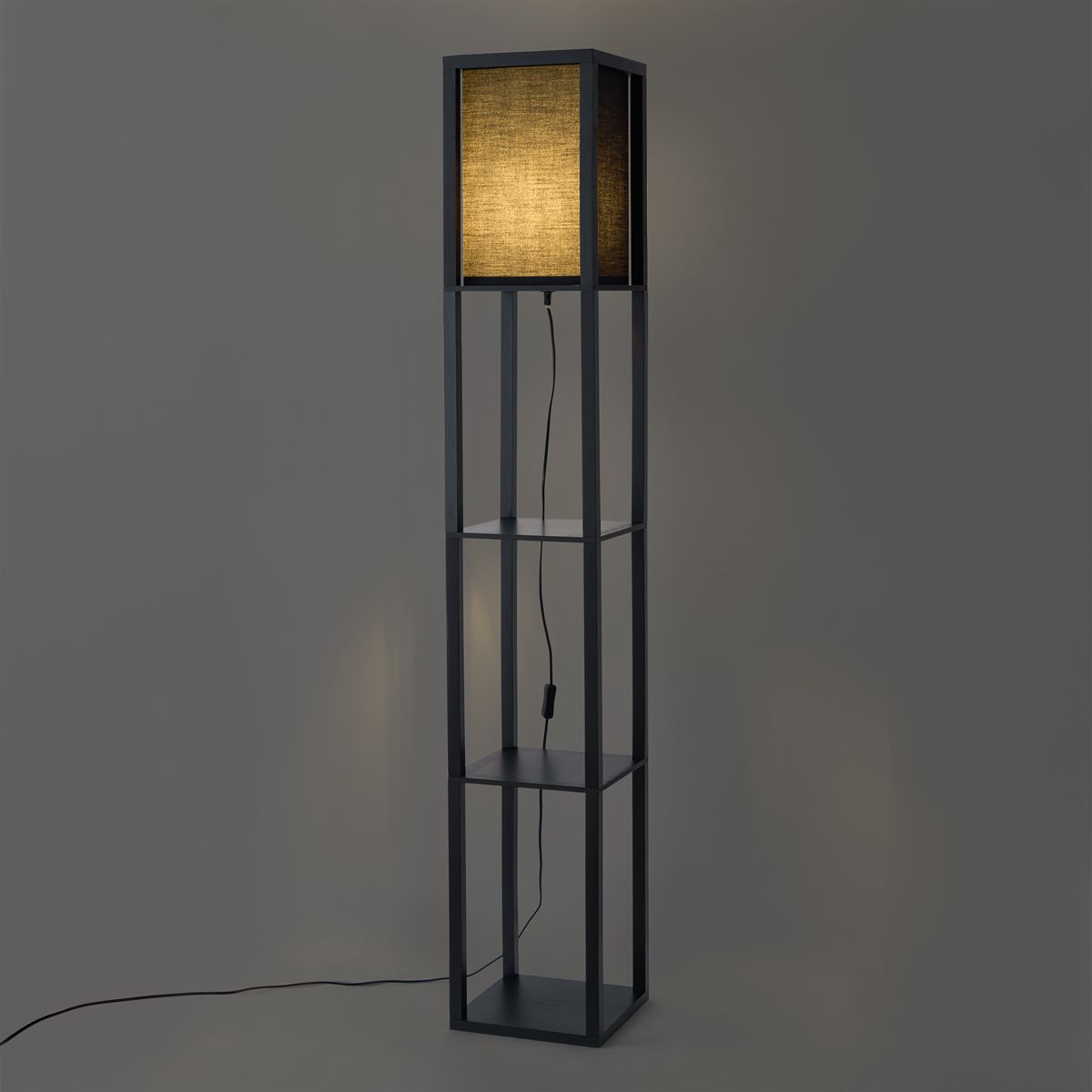 Moderne vloerlamp zwart met stoffen kap - Stojan