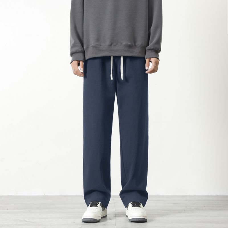 Denimic - Effen losse broek met trekkoord in de taille
