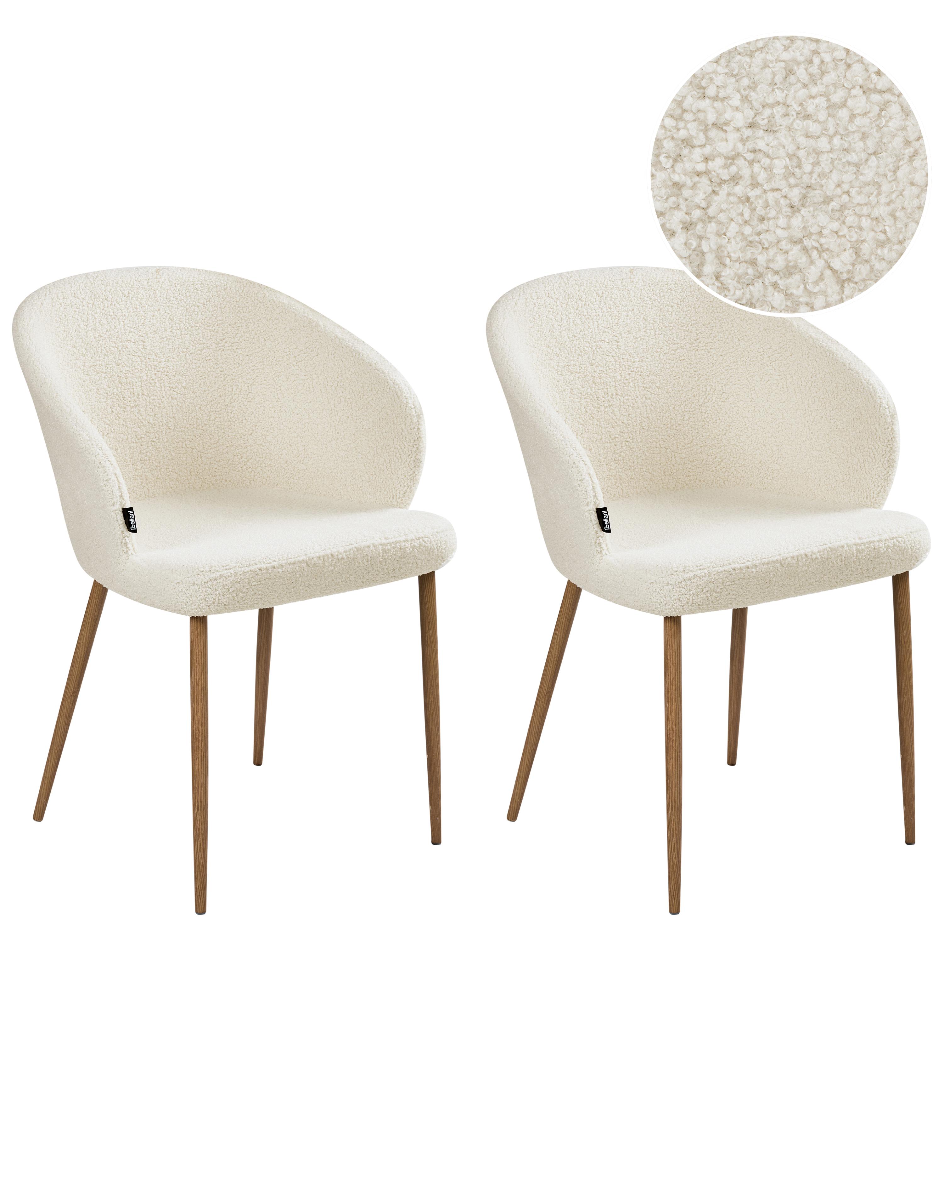 Set van 2 eetkamerstoelen MASON Bouclé Gebroken wit/lichtbruin