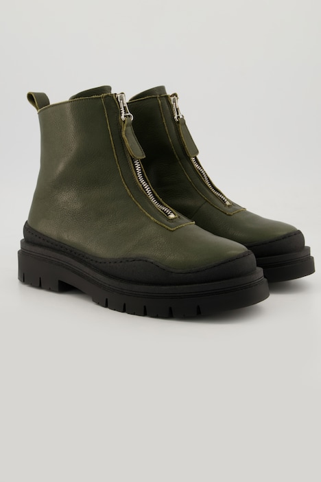 Leder-Boots, Reißverschluss, Wechselfußbett, Weite H