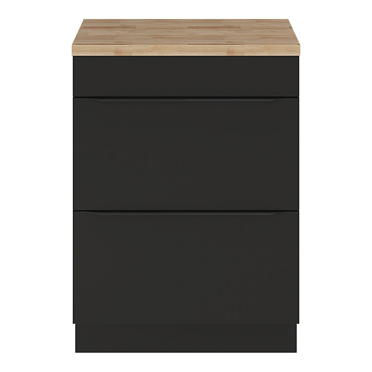 Ensemble salle de bains l.60 cm meuble à poser Imandra noir mat + plan de toilette chêne