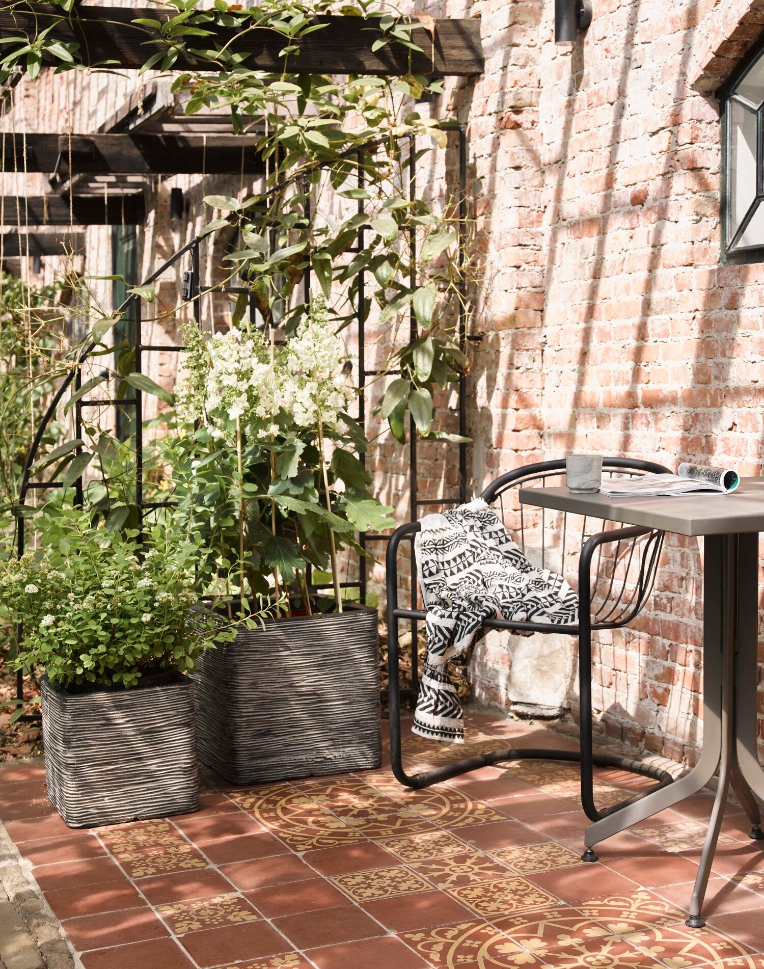 Capi Europe bloempot Nature-Rib zwart / grijs 50 x 50 x 50 cm