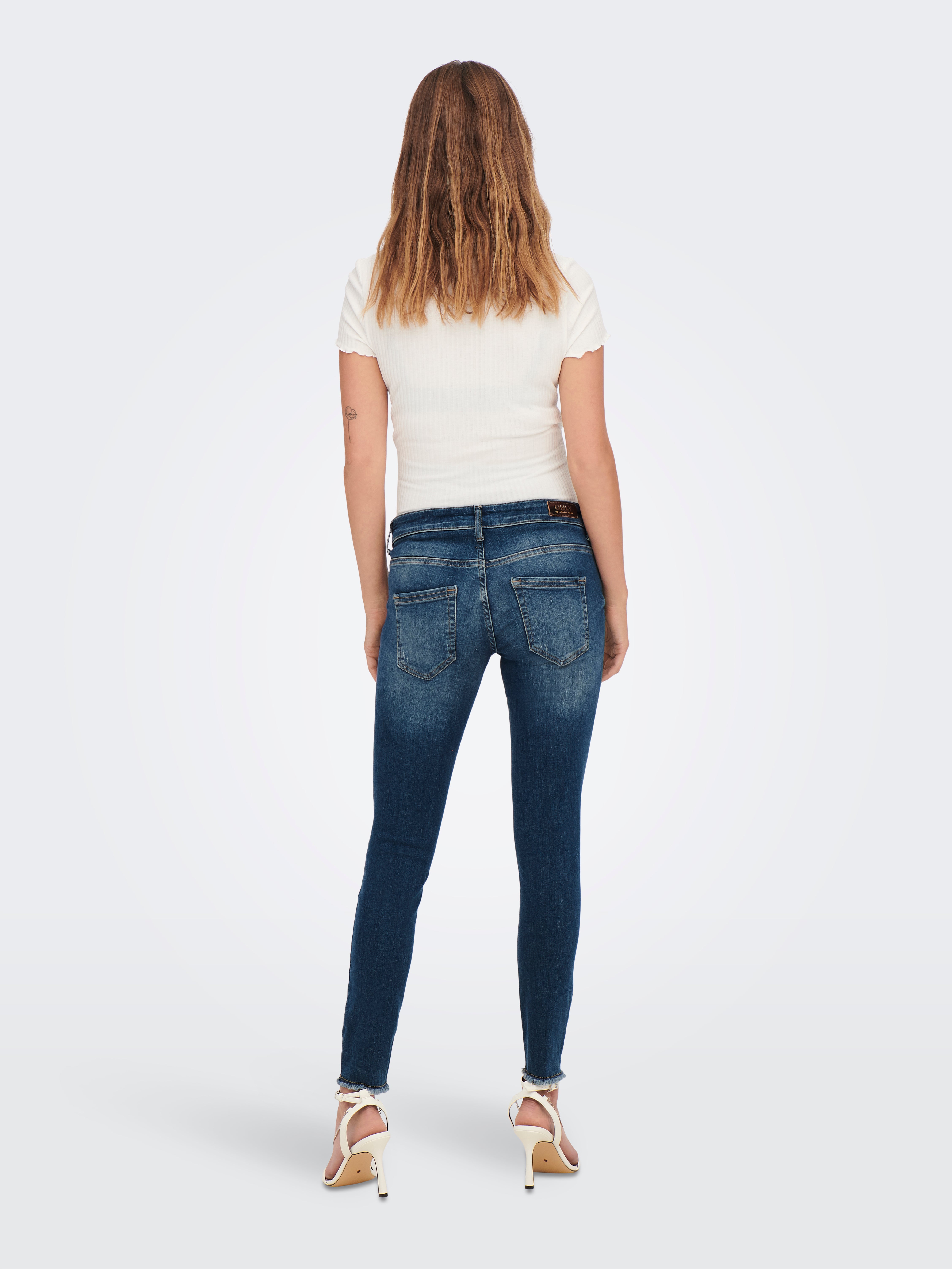 OLMBLUSH Mittlere Taille Skinny Fit Jeans Dark Medium Blue Denim