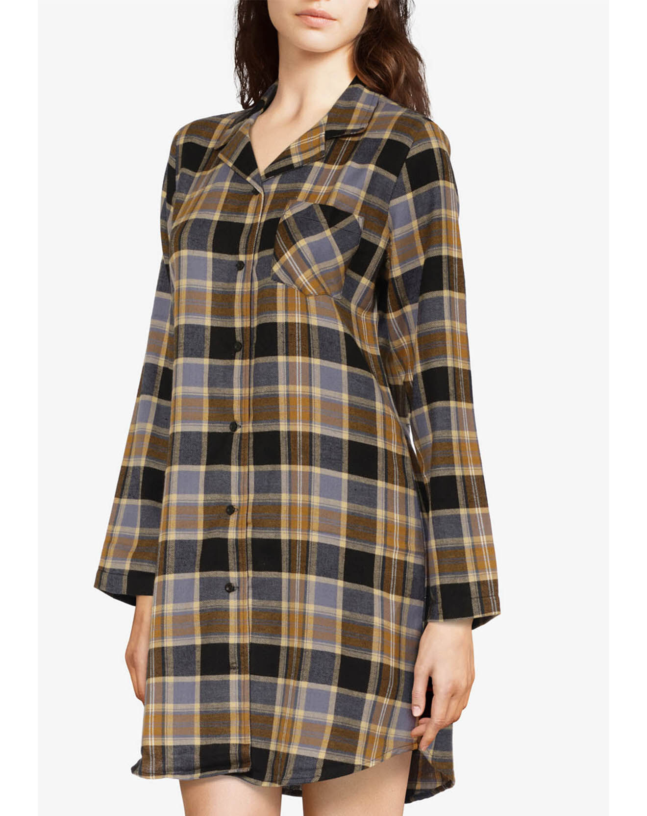 Femilet Chemise de nuit Ecossais imprimée marron/noir