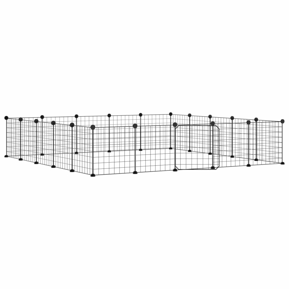 Cage animaux de compagnie à 20 panneaux et porte noir 35x35 cm