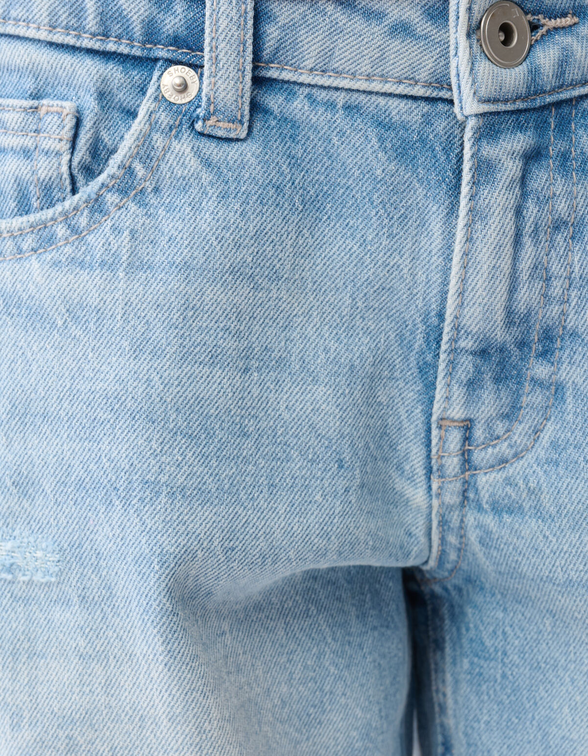 Straight Fit Denim Short Bleached
