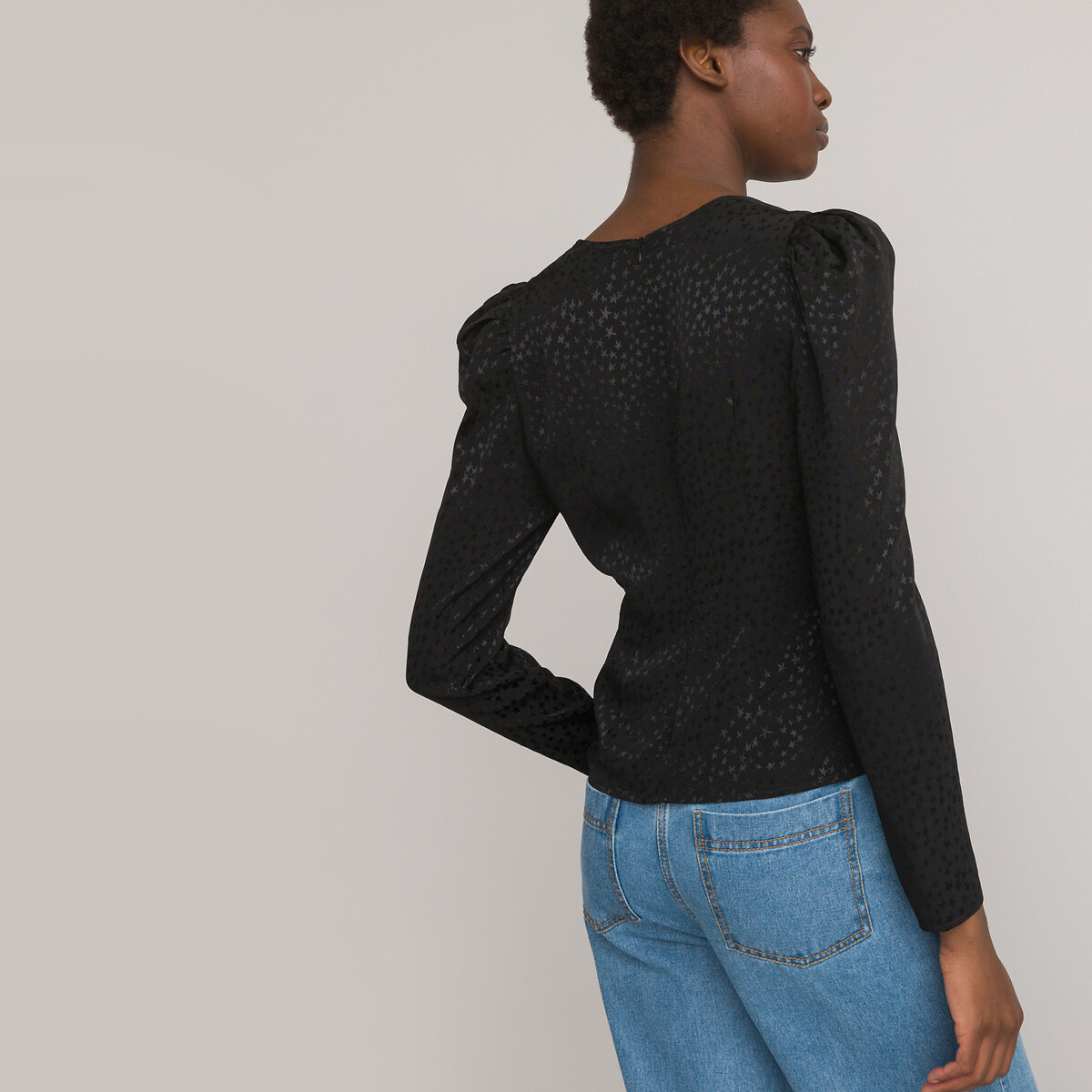 COLEÇÕES LA REDOUTE<br>Camisa com decote profundo e mangas compridas