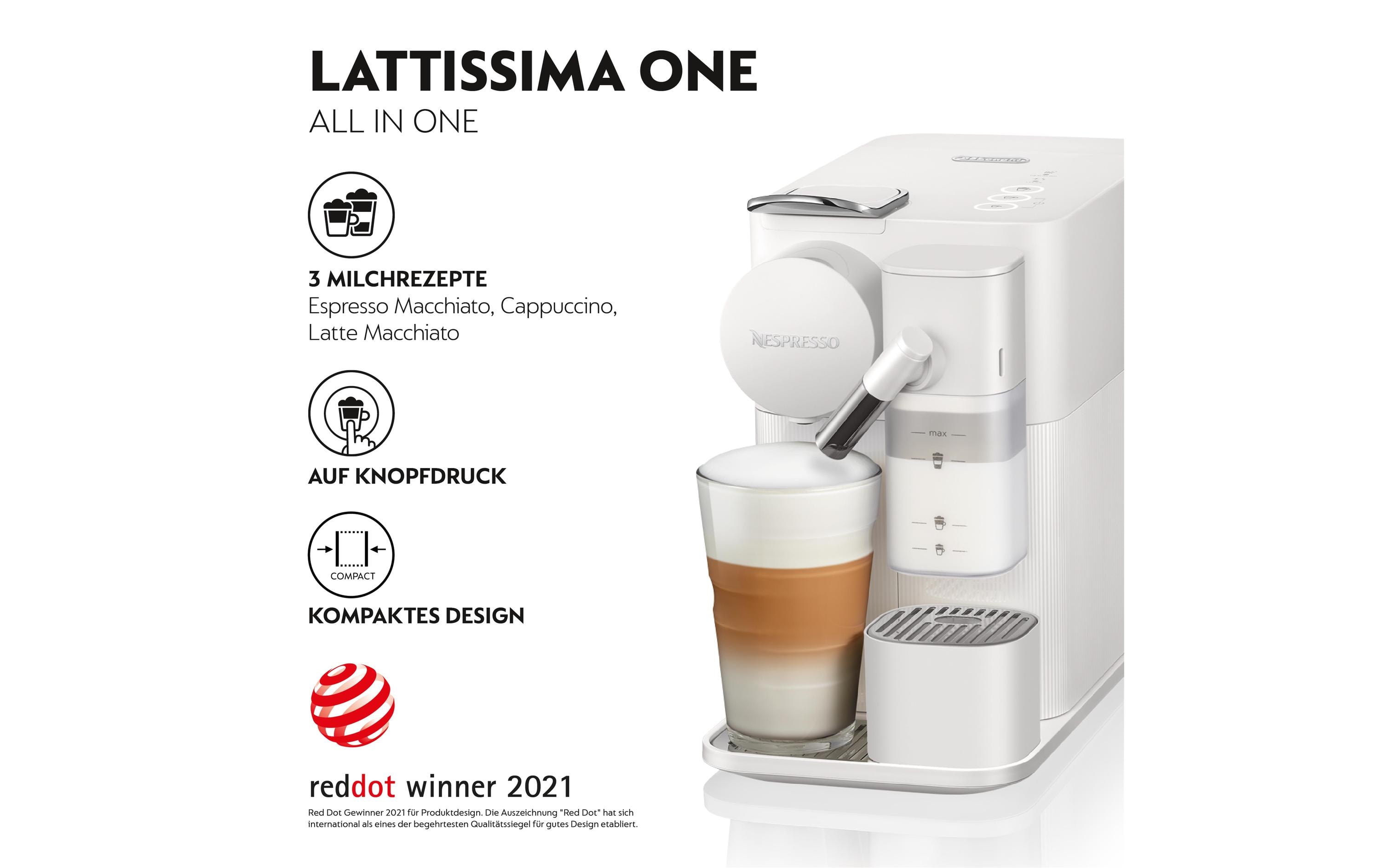 Kaffeemaschine Nespresso New Lattissima One EN510.W Weiss<br>All-in-one Kapselmaschine der Original Line für Espresso, Lungo, Cappucino und Latte Macchiato