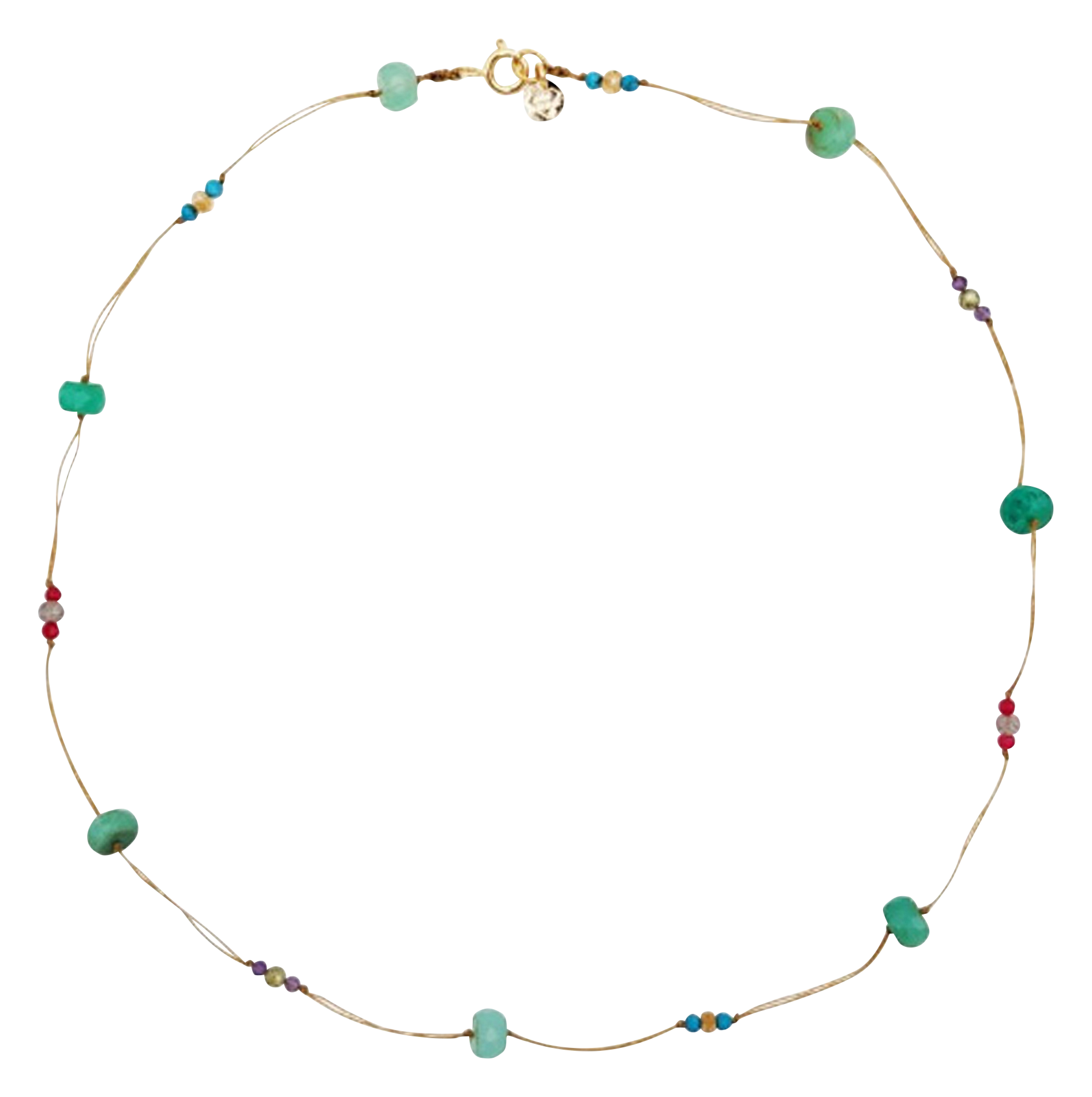 Collier cordon avec pierres naturelles| Vert