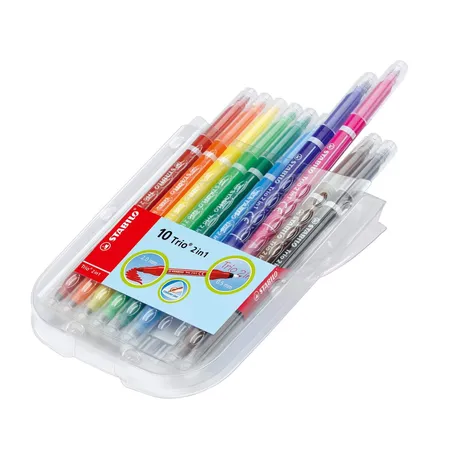 Filzstift und Fineliner in einem - STABILO Trio 2 in 1 - 10er Pack mit 10 verschiedenen Farben