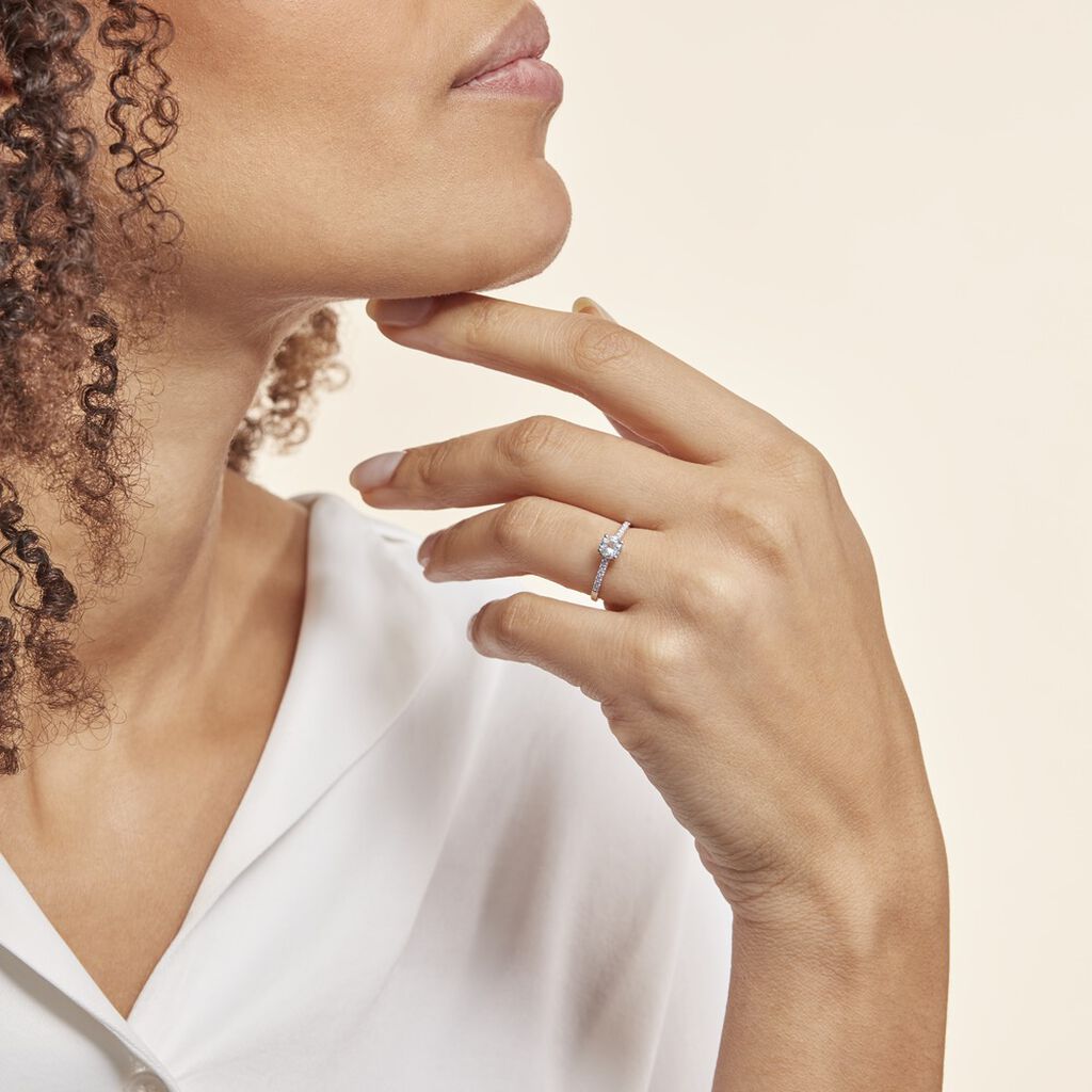 Bague Manon Or Blanc Topaze Et Oxyde De Zirconium