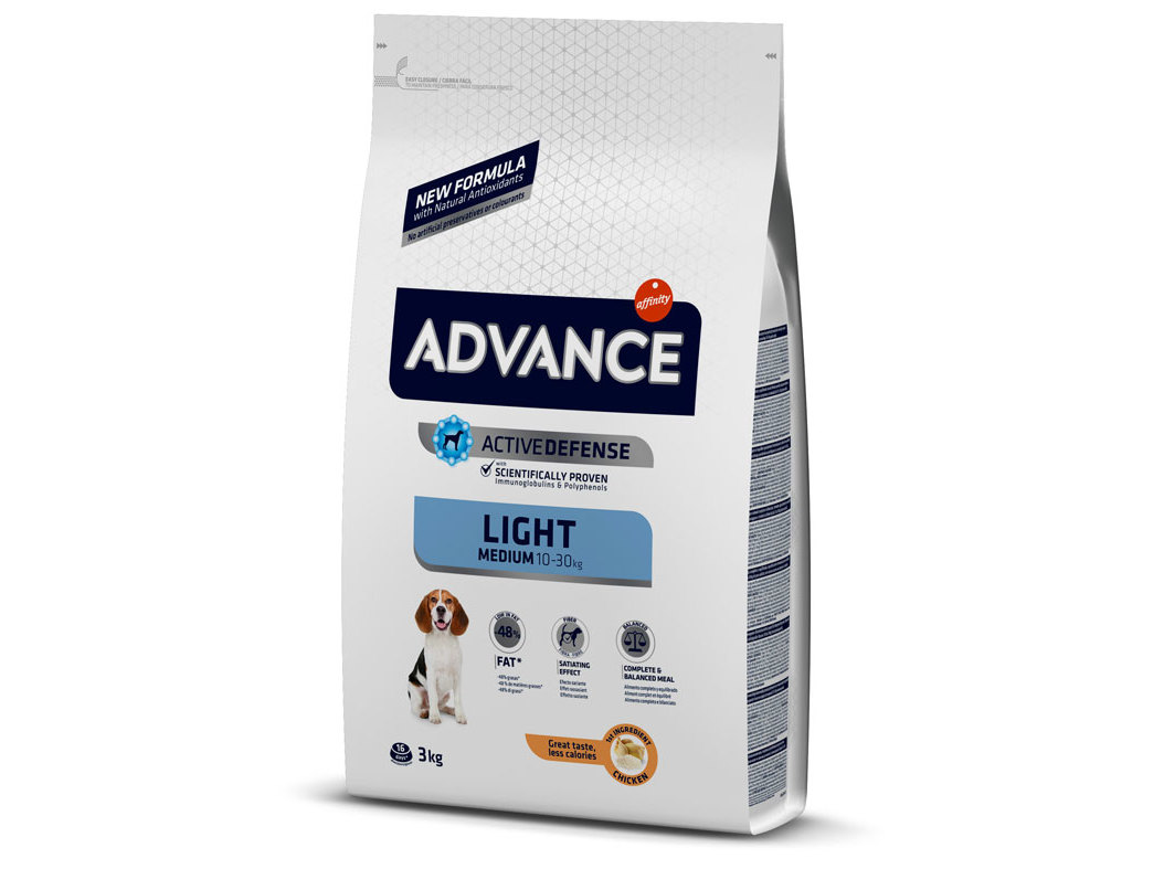 RAÇÃO CÃO ADVANCE MEDIUM LIGHT FRANGO 3K*