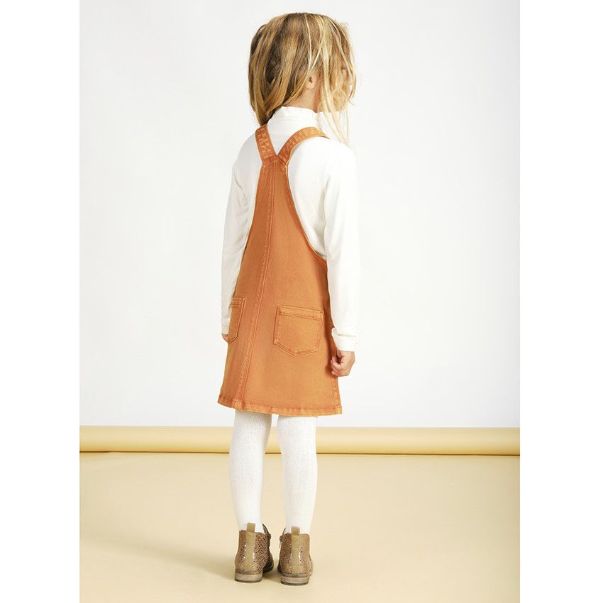 Robe salopette en denim pour fille - Jaune