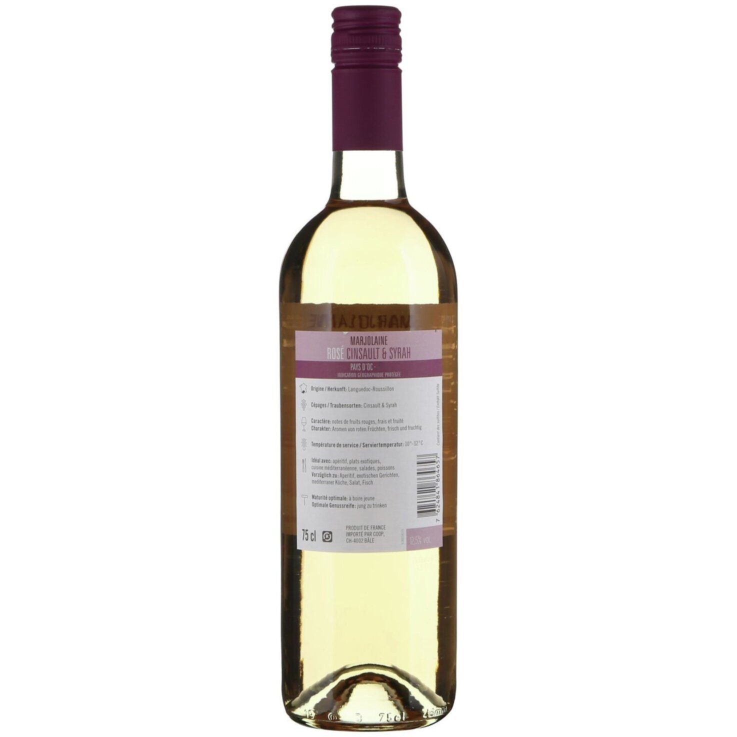 Prix Garantie Pays d'oc IGP Marjolaine Rosé Cinsault & Syrah -75cl