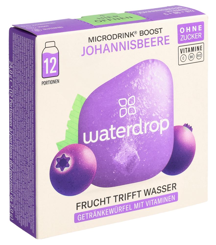 WATERDROP Johannisbeere ohne Zucker Box 24 g<br>24 g, Box, Johannisbeere ohne Zucker