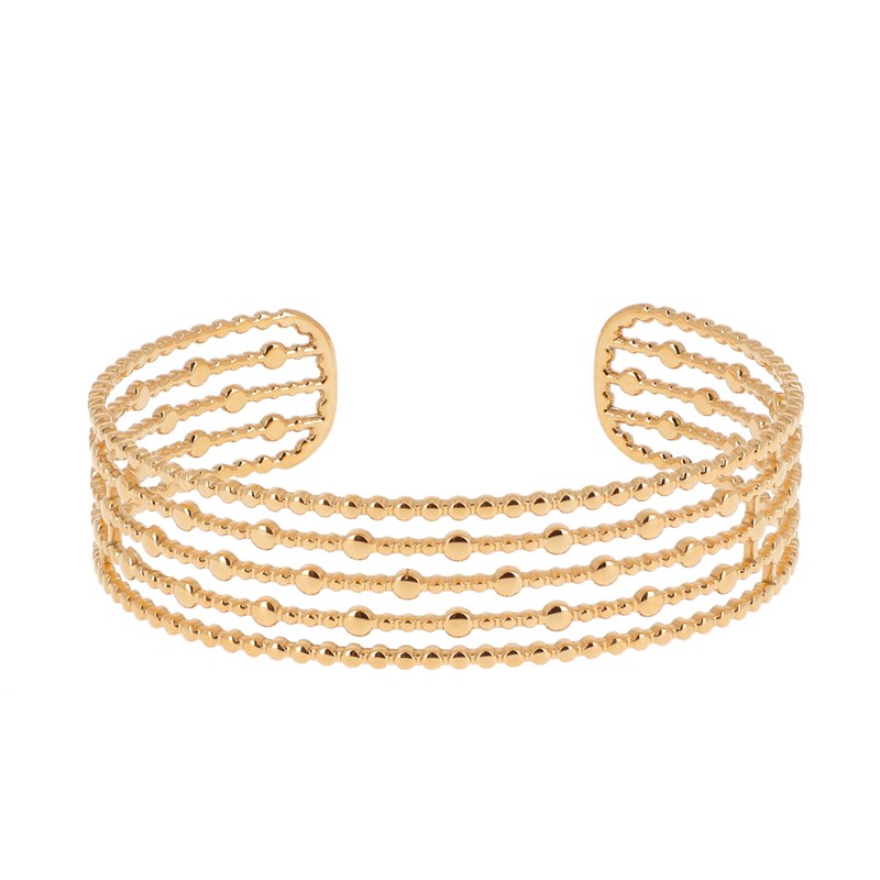 Bracelet rigide en acier doré ajustable