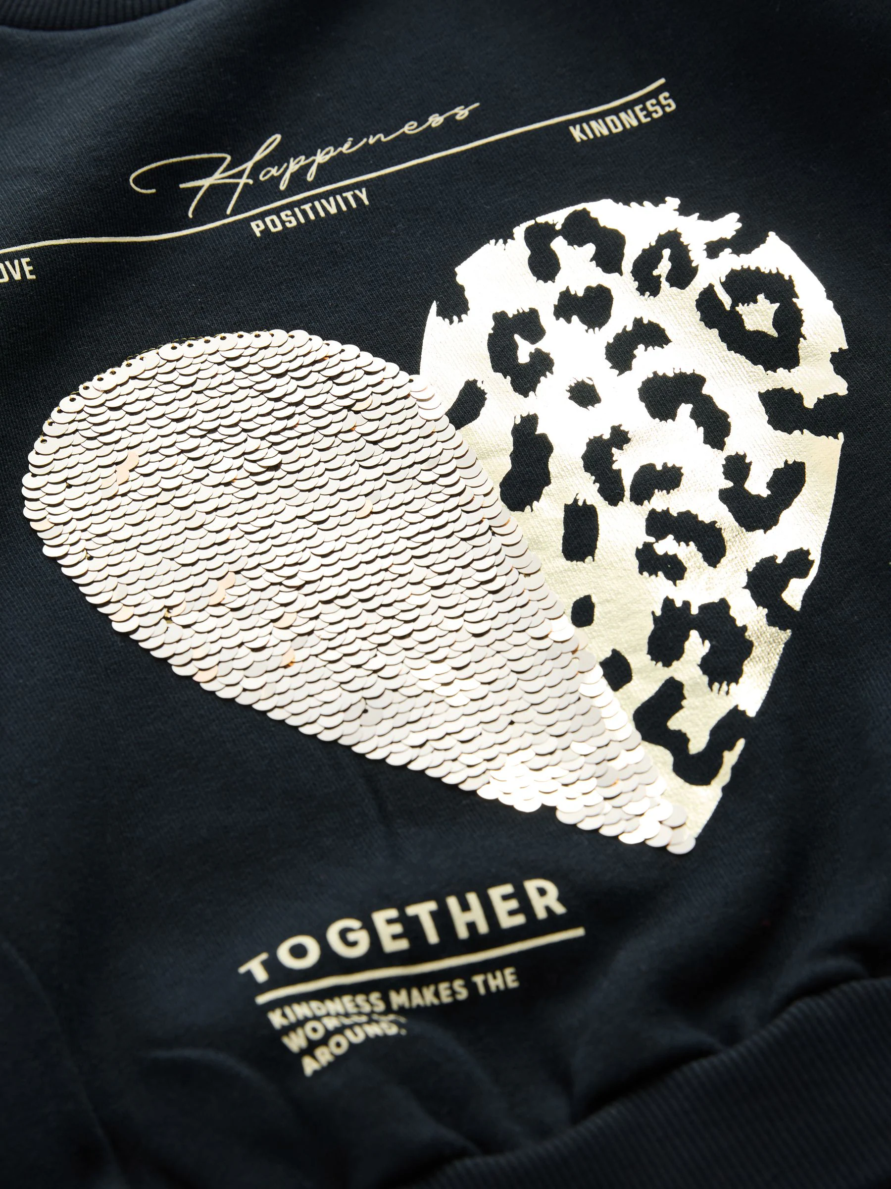 Zwarte top met hart met lovertjes - Sweatshirt (3 - 16 jr)