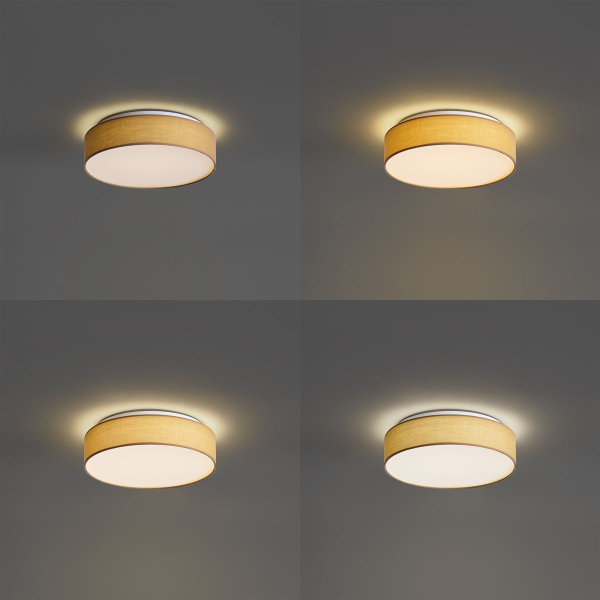 Smart plafondlamp beige 35cm incl. LED en afstandsbediening - Flat drum