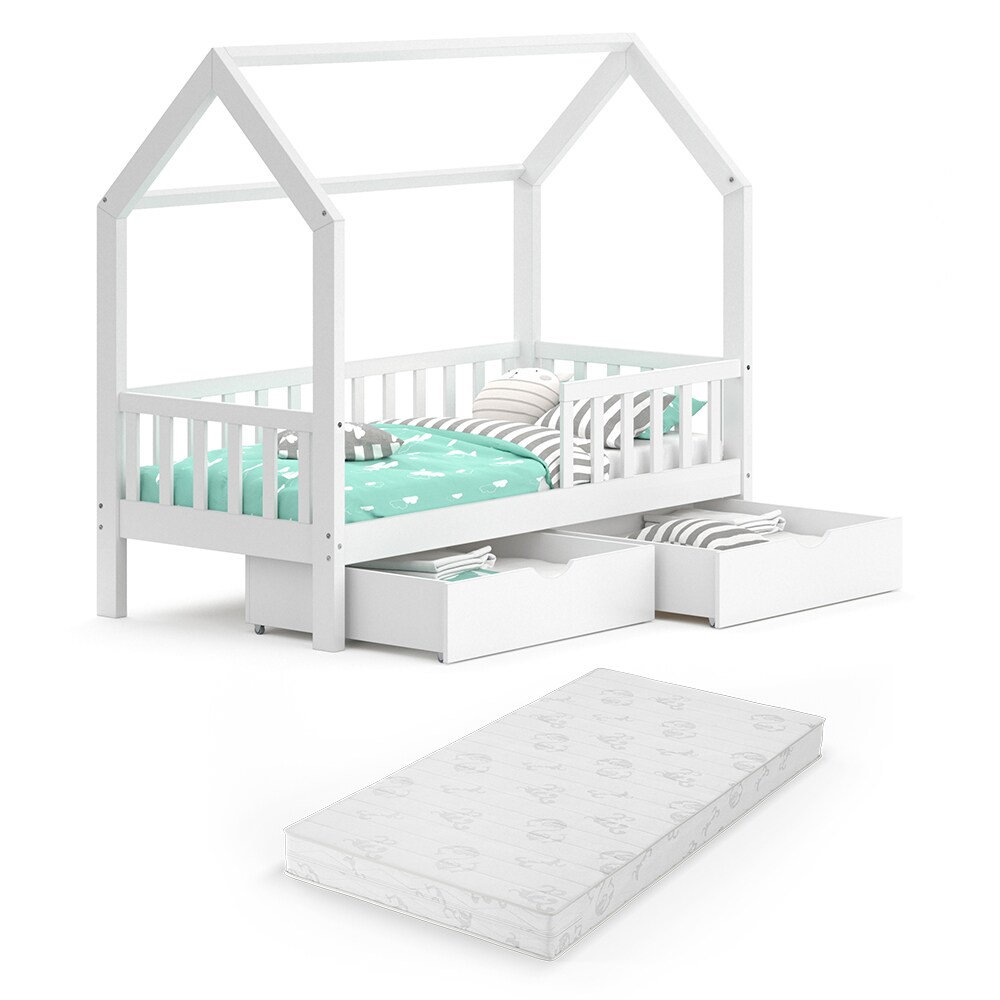 VitaliSpa Kinderbett Hausbett Spielbett Wiki 80x160 inkl Matratze 2 Schubladen