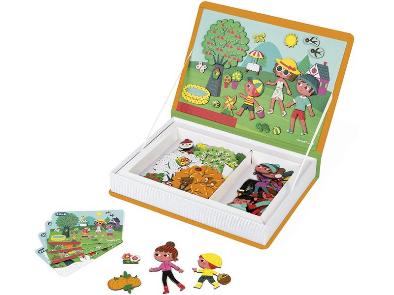 Janod Beschäftigungsspielzeug Magnetbuch 4 Jahreszeiten Magnetisches Variations- und Kombinationsspielzeug