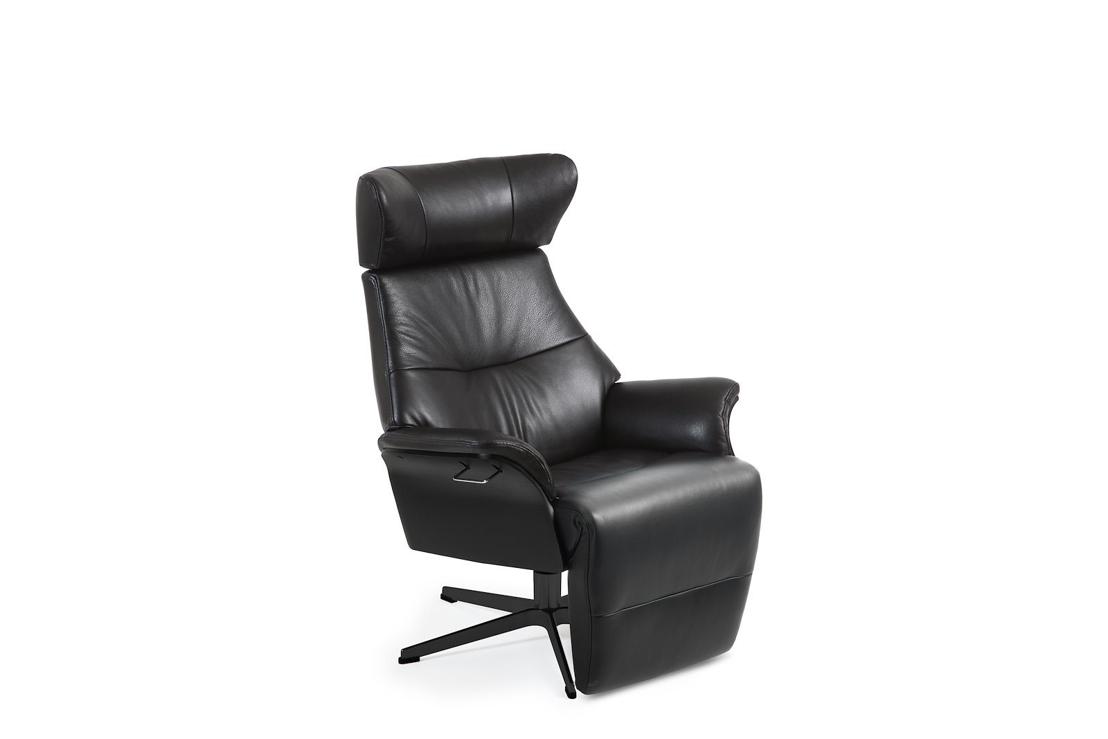 Air lenestol med fothviler I hud Zero 2534-89 Black, standard svingfot sort alu. Skrog i helkledd