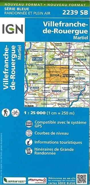 IGN - 2239 SB VILLEFRANCHE SUR ROUERGUE 1 25 000