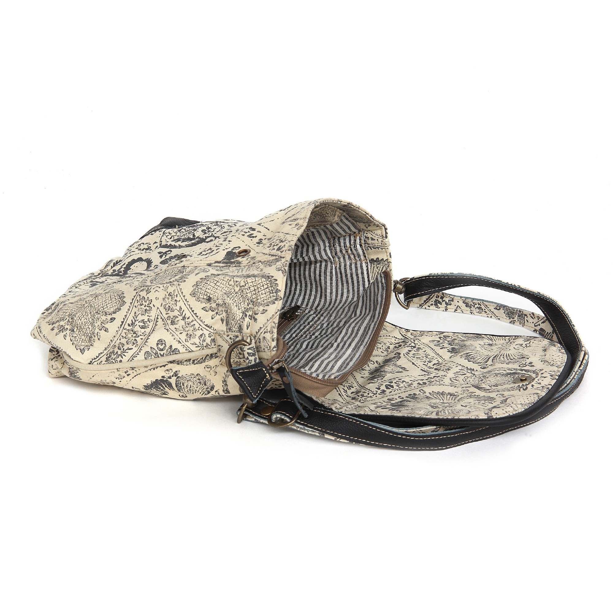 Umhängetasche 'Trevour', creme, schwarz, B 32 cm, H 24 cm, T 9 cm günstig bestellen