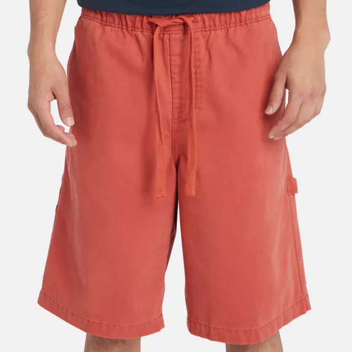 Short charpentier en sergé épais pour homme en rouge