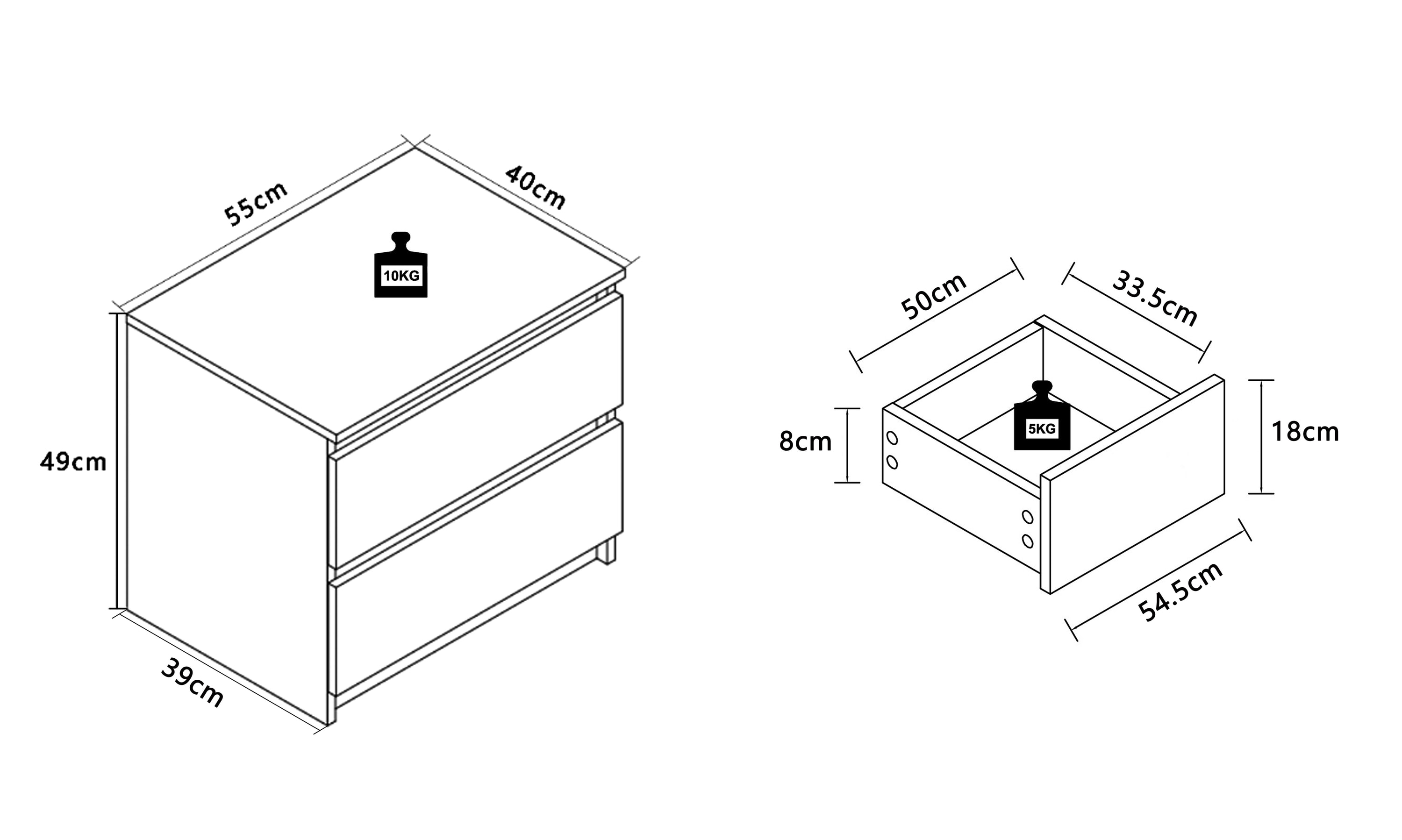 VCM Holz Nachtschrank Beistelltisch Schublade Konsole Nachttisch Breido Mini