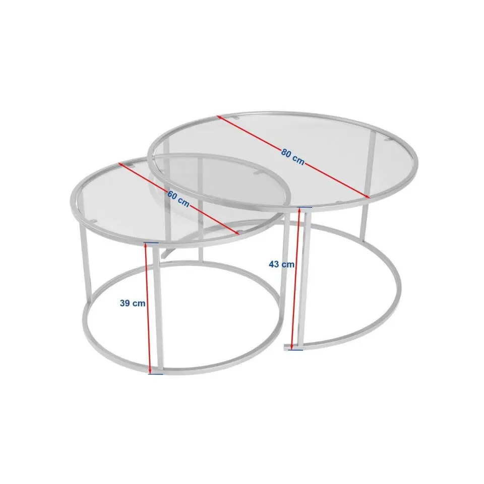 CALICOSY - Set van 2 Salontafels AURUM - 43x80x80 cm