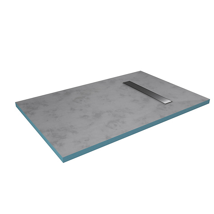 Receveur de douche extra-plat 90 x 140 cm, gris, bonde linéaire, Galedo Showerplate
