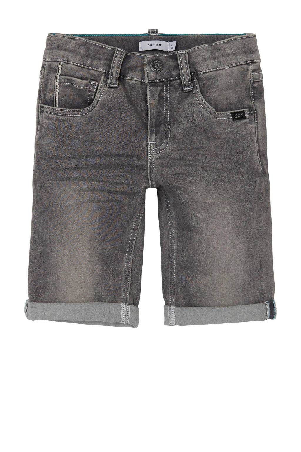 NAME IT slim fit jeans bermuda NKMTHEO grijs