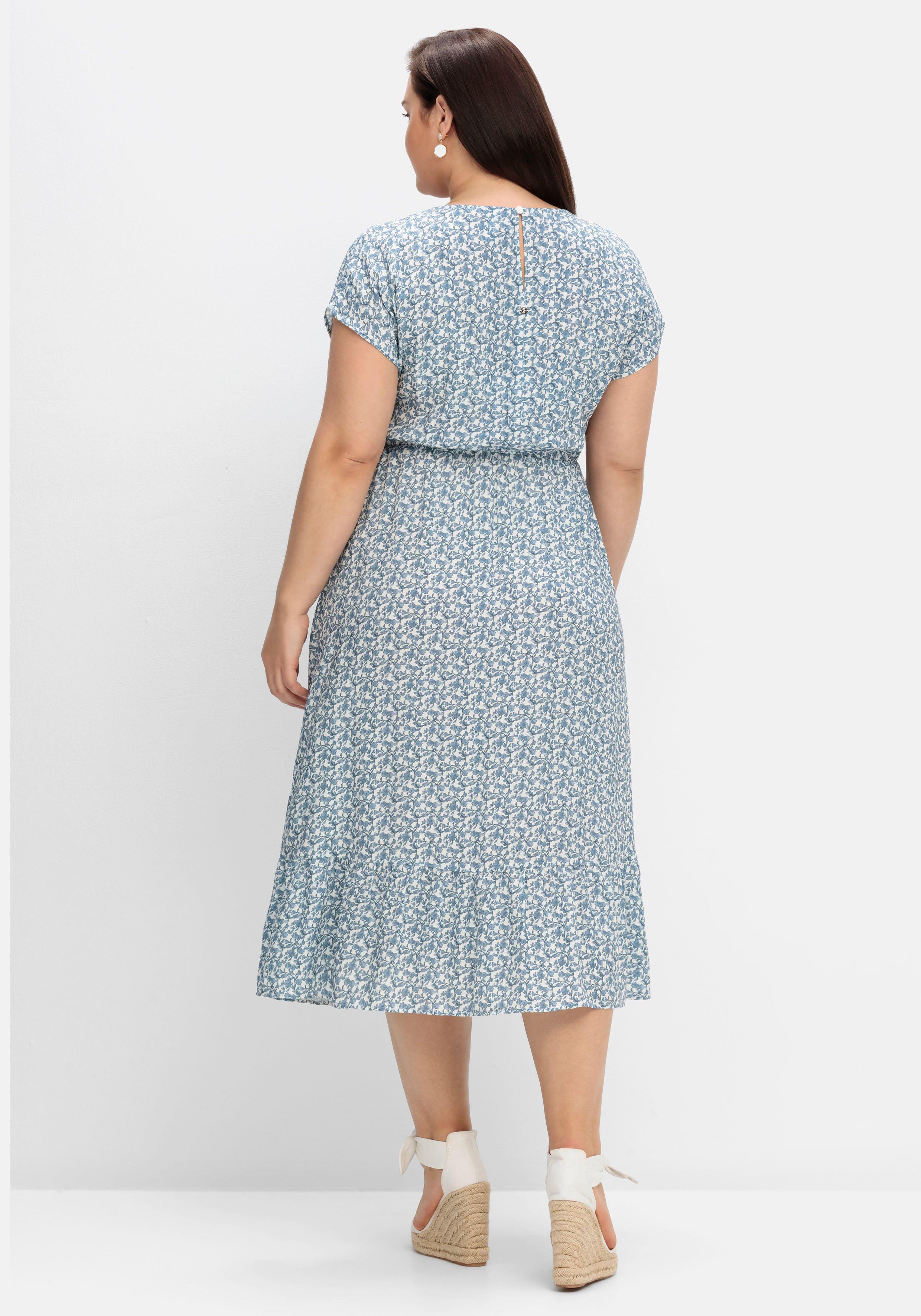 Kleid mit V-Ausschnitt und Blumendruck