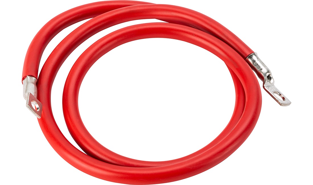 Batterikabel fortinnet rød 35mm2 1,2m med kabelsko Ø8/10mm