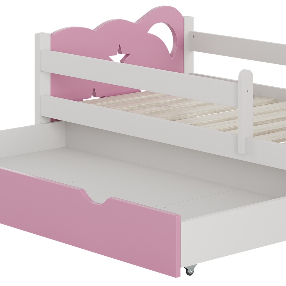 VitaliSpa Kinderbett Einzelbett Juniorbett Jessica Weiß Pink 140x70 cm modern Kinderzimmer Bett Bettschublade Rausfallschutz