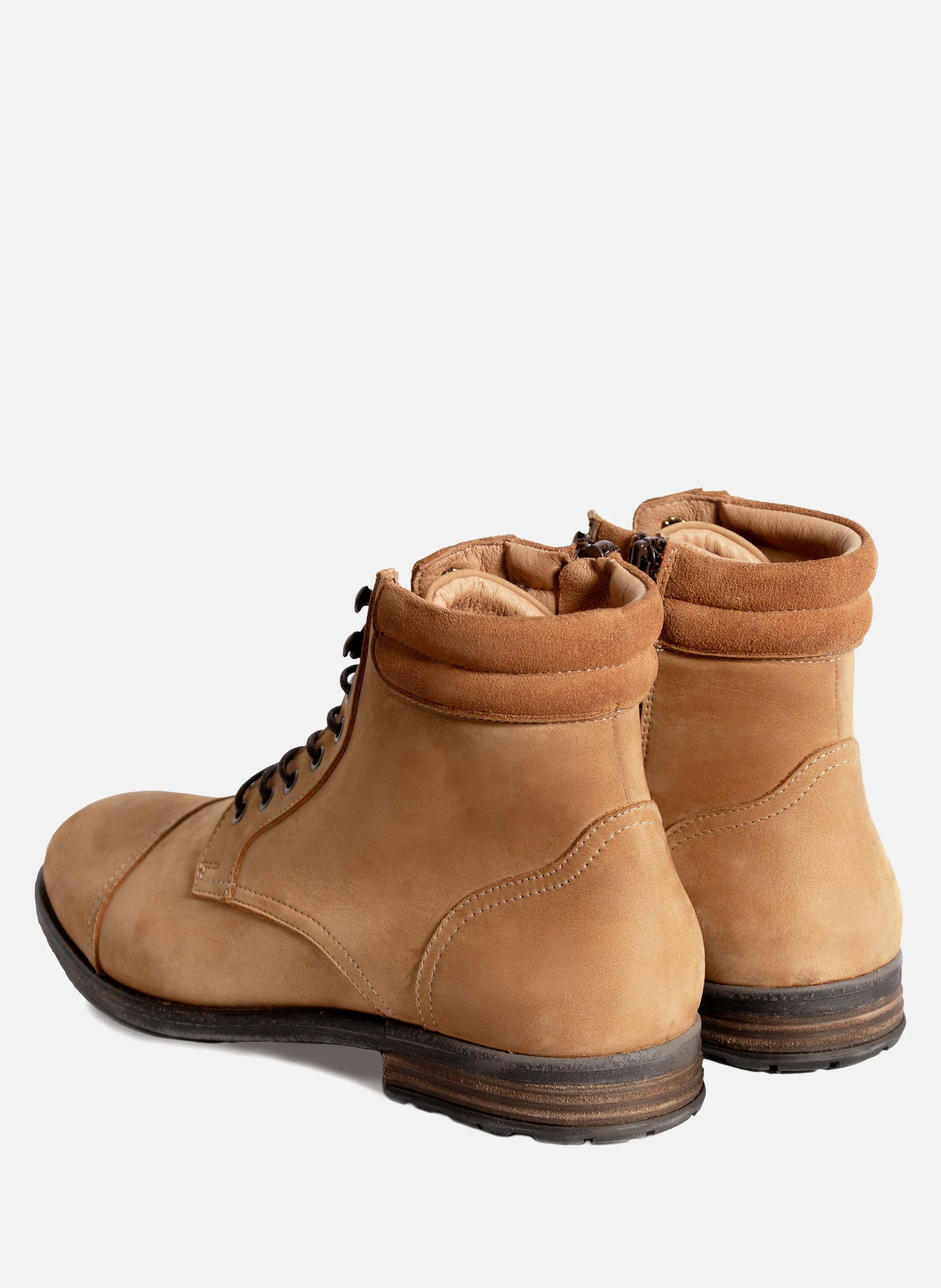 Ranger boots à col cuir | Marron