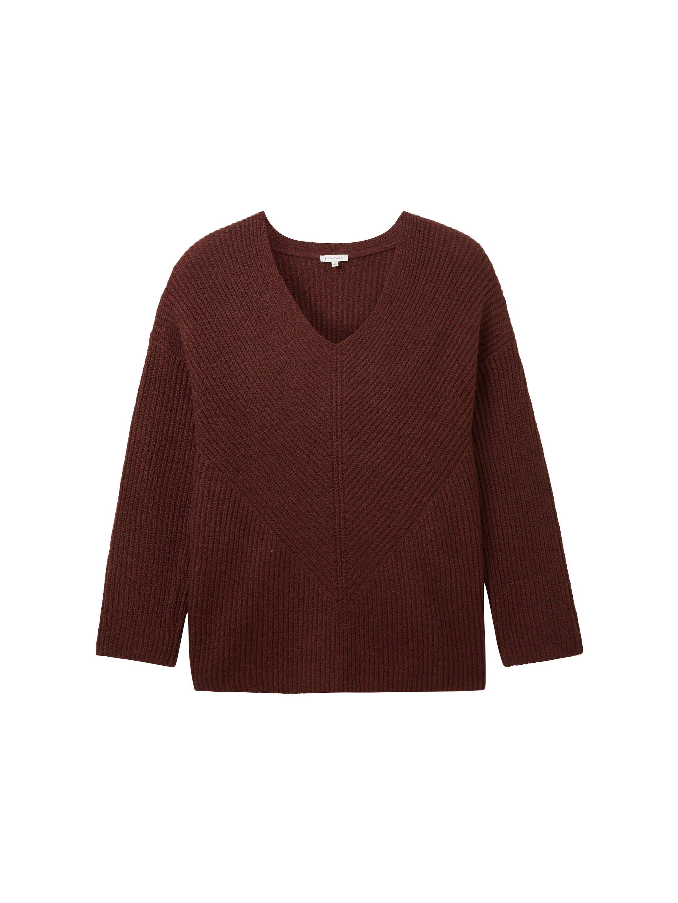 Strickpullover in Rippstruktur, mit V-Ausschnitt