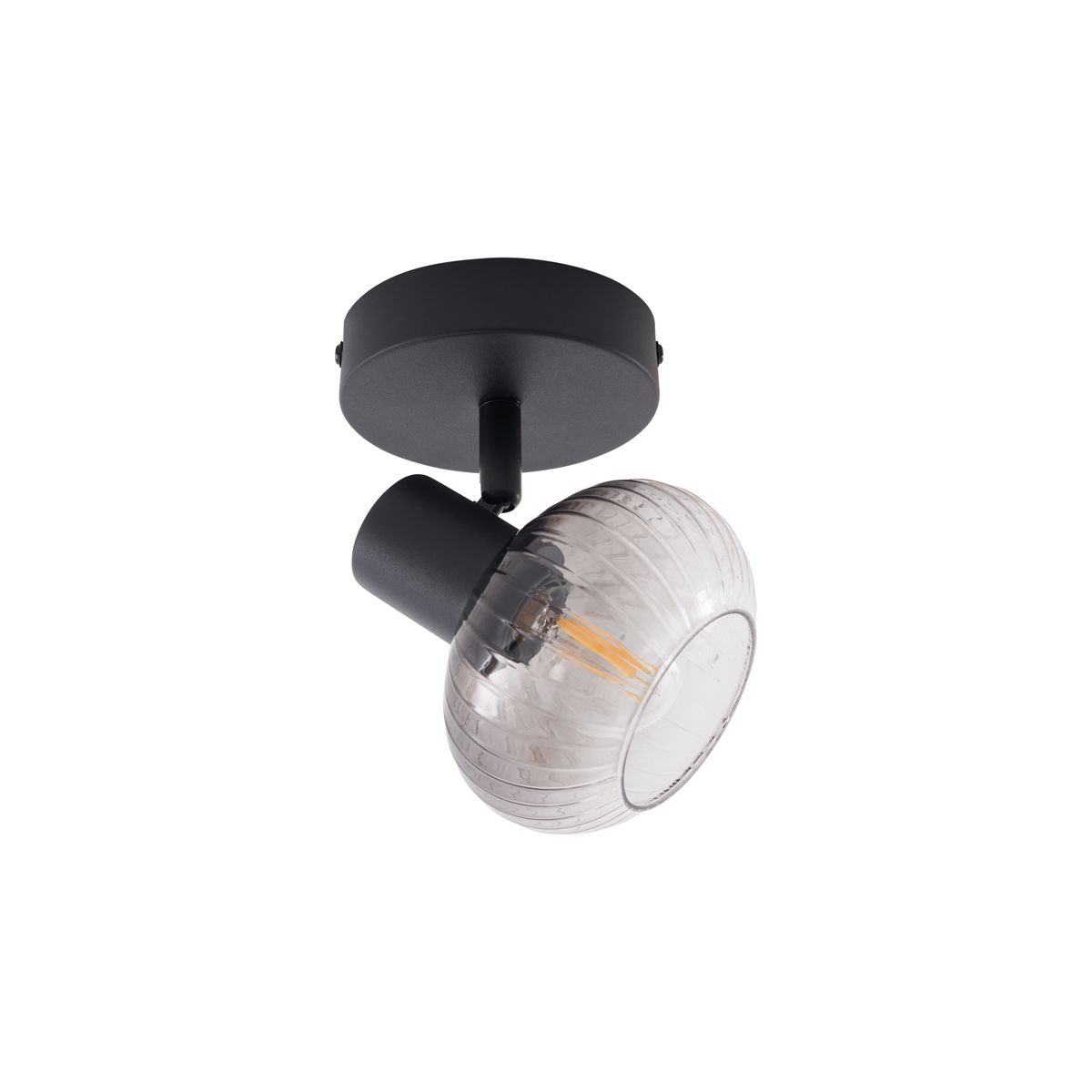 Moderne plafondspot zwart met smoke glas rond - Teddy