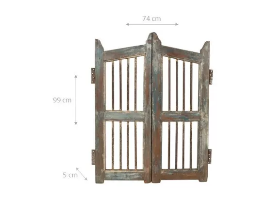 BISCOTTINI Portail - Bois Massif et Fer Finition Antique - Clôture en Fer - Portail en Métal - Porte Décorative - Portail d'Entrée - Clôture en Bois - Intérieur et Extérieur - 74x5x99cm