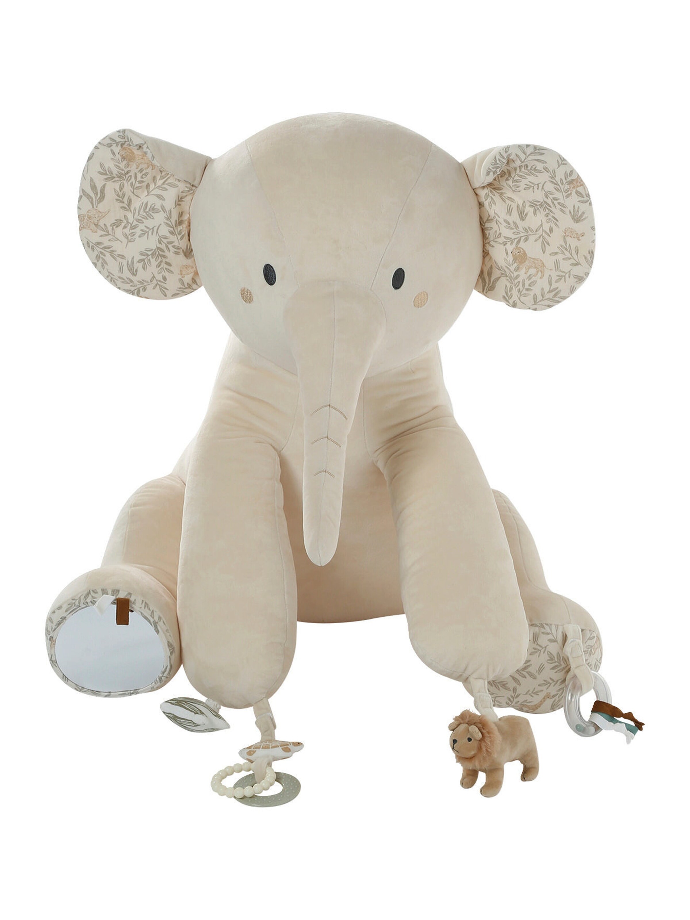 Vertbaudet Großer Activity-Elefant aus Plüsch BABYLON beige